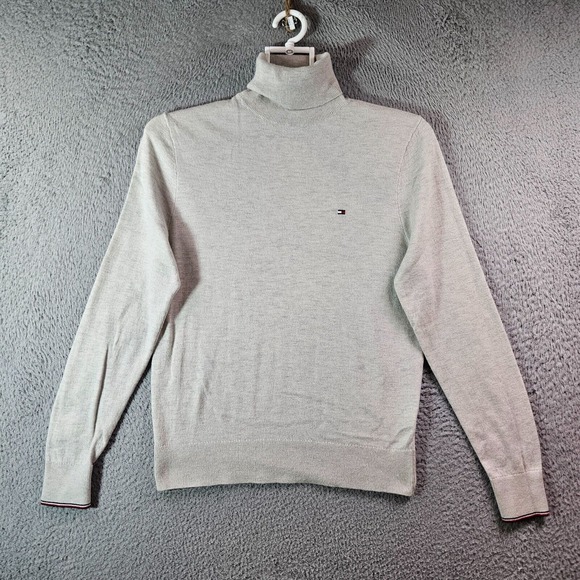 Tommy Hilfiger Sweater Women XS Washable Luxe Wool Long Sleeve Light Gray‎ - Picture 1 of 9